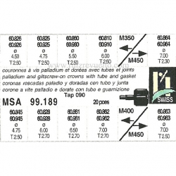 Surtido 20 coronas roscadas con tubo de caja acero y chapado