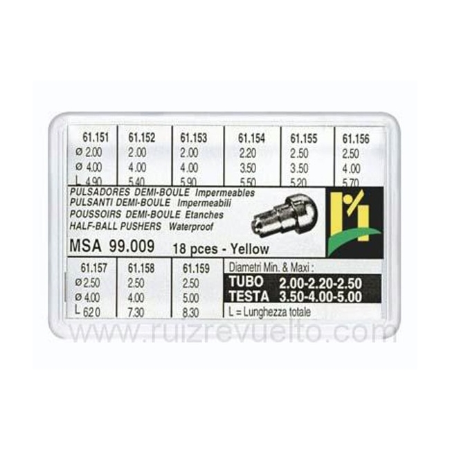 Surtido 18 pulsadores chapados acuaticos MSA