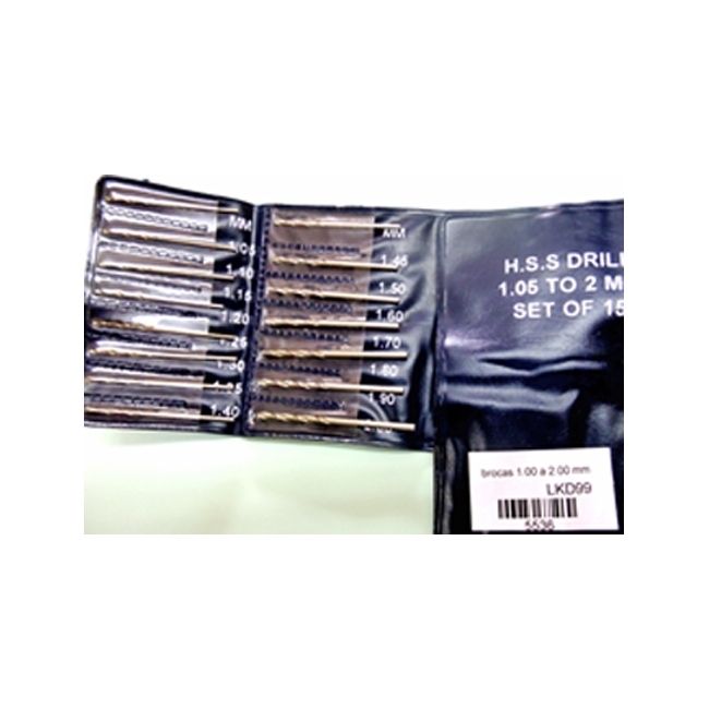 BROCAS 1.00 A 2.00 MM DM HSS JGO 15 PZ GS536