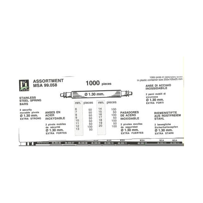 Pasadores tope surtido DM 1.30 1000 pc