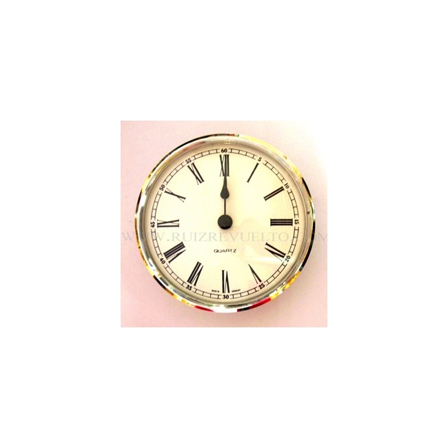 reloj insertar 85 mm numeros romanos esfera blanca bisel plateado