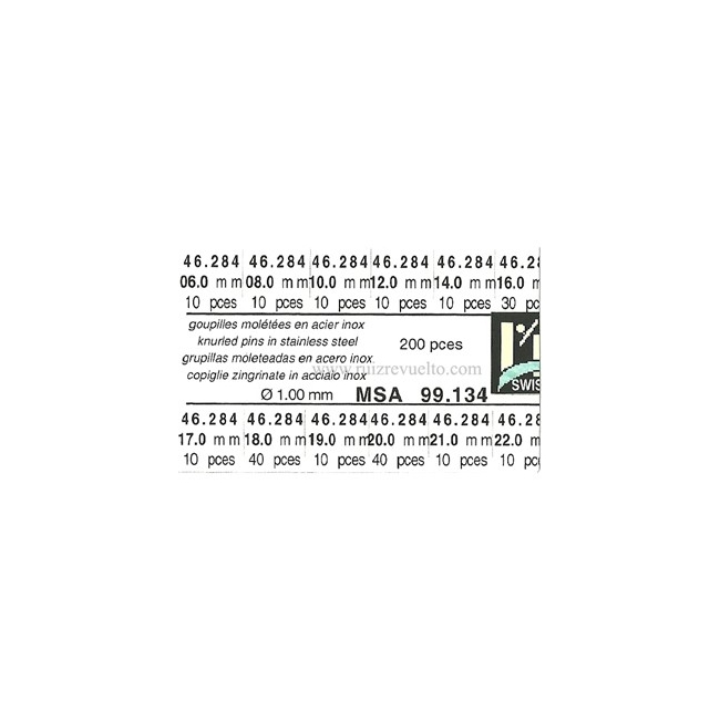 surtido 200 pzas asas moleteadas para armis 1.00 mm dm