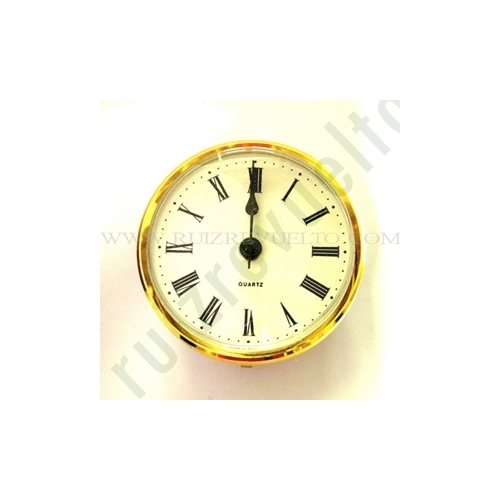 reloj insertar 85 mm numeros romanos esfera blanca bisel dorado