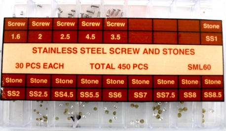 Surtido de tornillos y piedras de acero 450 pz SML 60