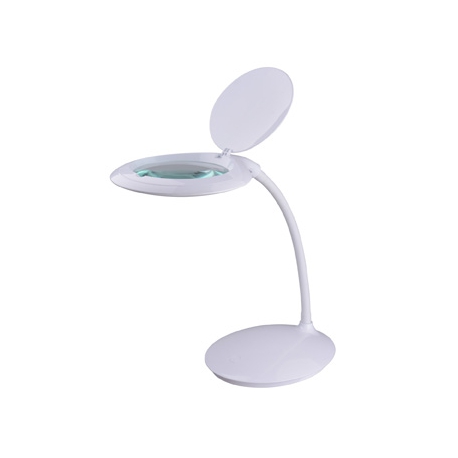 Lámpara con lupa de sobremesa LCD con brazo flexible