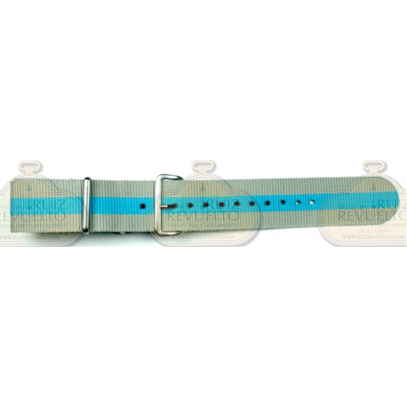NATO 2 TELA GRIS+AZUL 3 RAYAS 20 MM