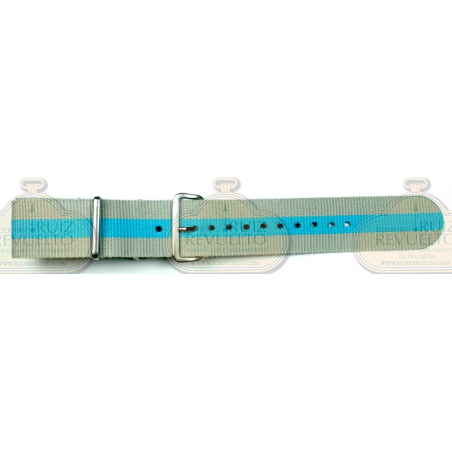 NATO 2 TELA GRIS+AZUL 3 RAYAS 20 MM