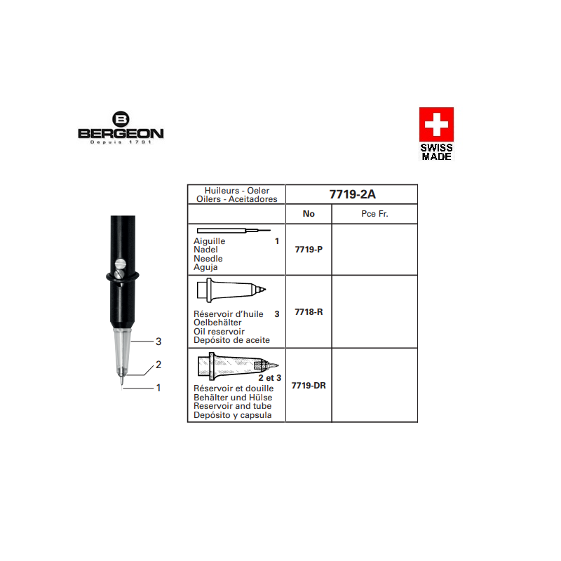 Recambio aguja aceitador auto Bergeon 7718