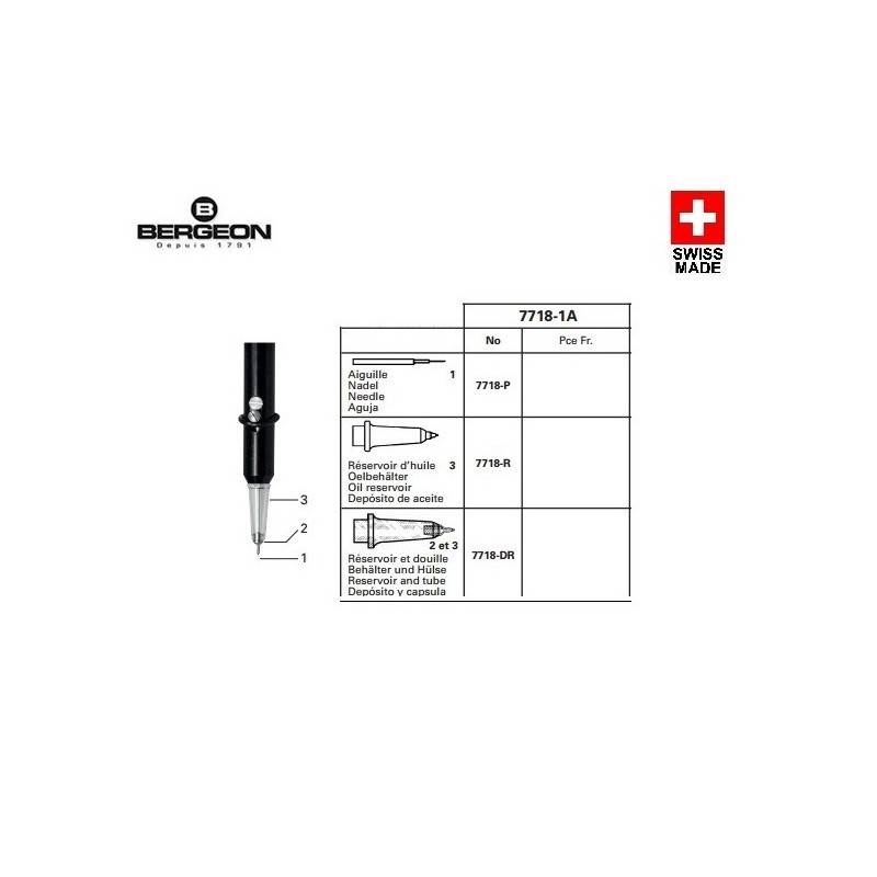 Recambio aguja aceitador auto Bergeon 7718