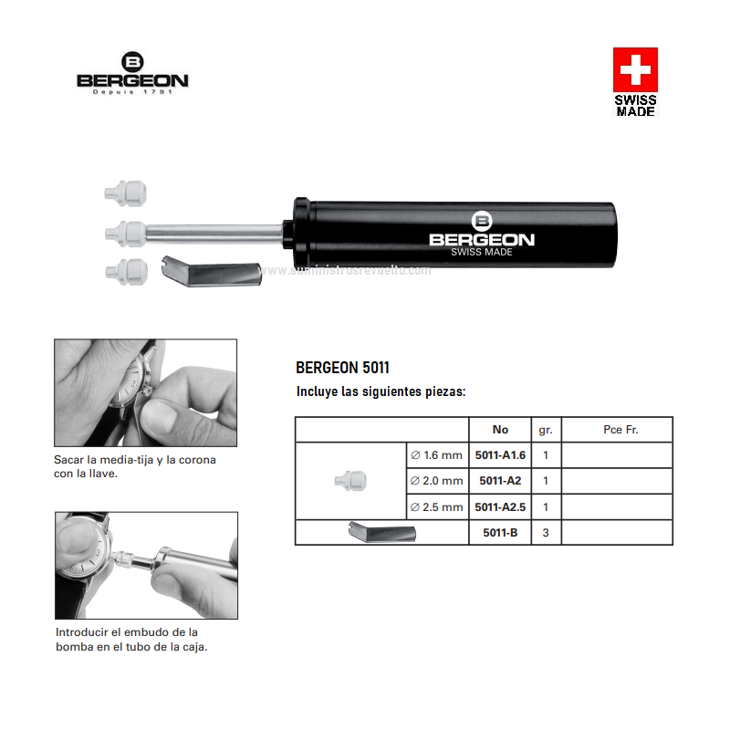 Bomba sacar cristales monobloc Bergeon